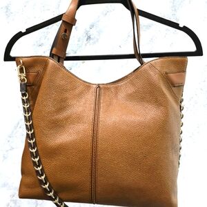 MICHAEL KORS Downtown Astor Large Pebbled Leather Shoulder Bag-Brown